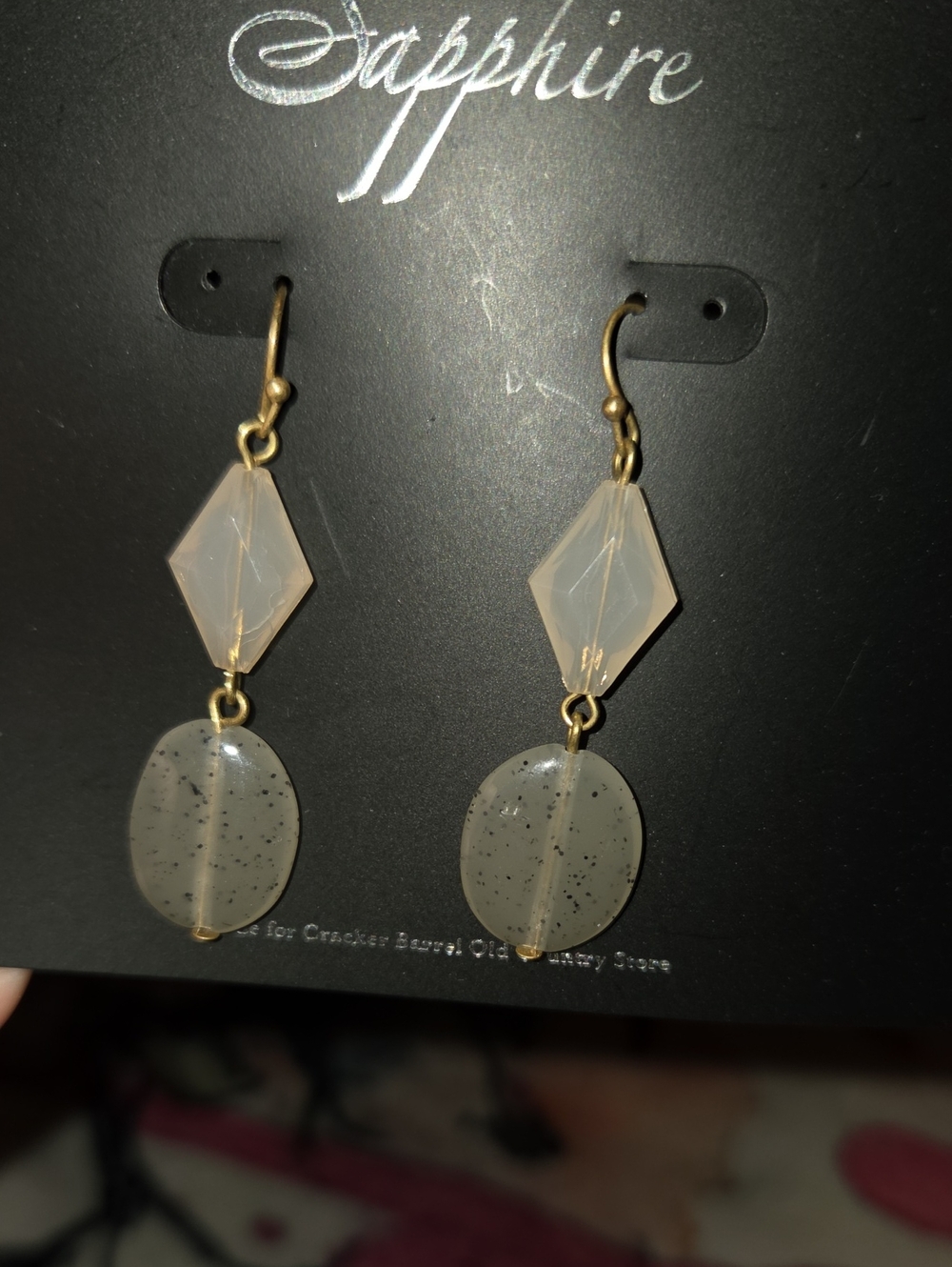 Gold-Tone Opalescent Dangle Earrings - Pink